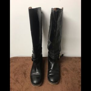 Lucky brand black tall buckle grunge punk boots